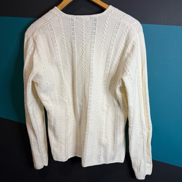 JEANNE PIERRE Cream V-Neck Cable-Knit Sweater - Picture 4 of 6